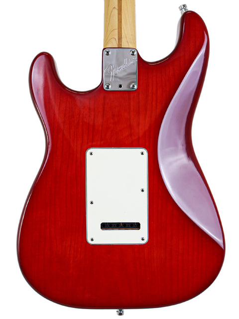1993 Fender American Stratocaster Strat Plus Deluxe, featuring a classic body shape and vibrant color.
