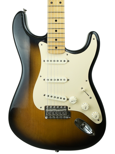 2005 Fender American Standard Stratocaster in sunburst, featuring a classic design and exceptional playability.
