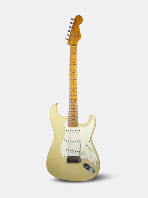 1954 Fender Stratocaster with a blonde finish on a white background