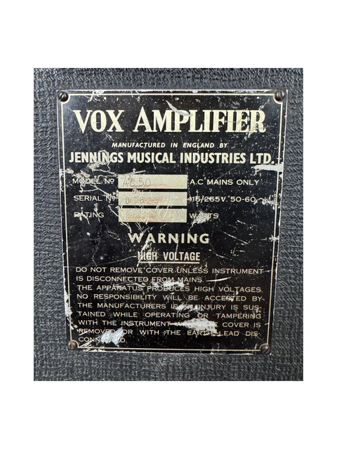 Vintage Vox AC-50 w/ 2 x 10 Vox Speaker Cab - UK 1964