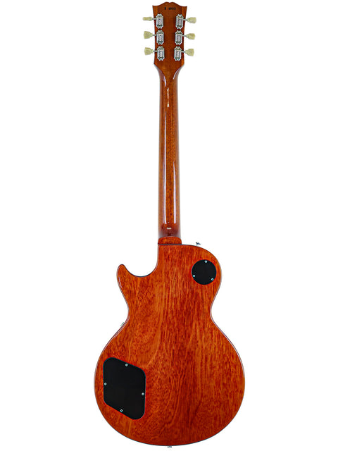 A stunning Gibson Custom Shop 1959 Reissue Les Paul R9 guitar showcasing its elegant wooden body and neck design.