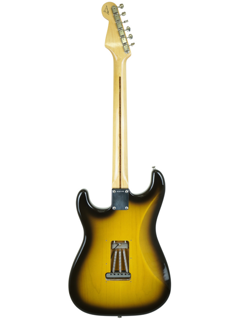 A sunburst Fender Custom Shop Stratocaster, showcasing the Paul Waller Masterbuilt '56 model from 2020, in pristine condition.