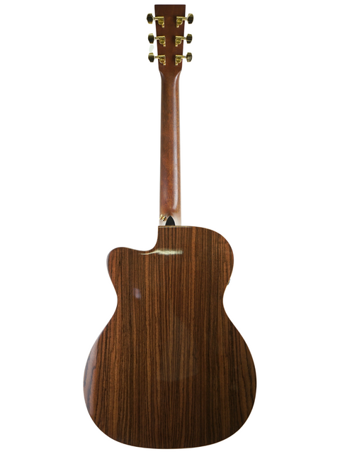 Back view of a Martin OMC-PA1 acoustic guitar, showcasing its elegant wooden body from the USA, crafted in 2011.
