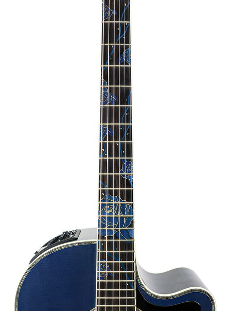 Beautiful Takamine LTD2021 "Blue Rose" guitar, a limited edition from Japan, highlighting exquisite craftsmanship and design.