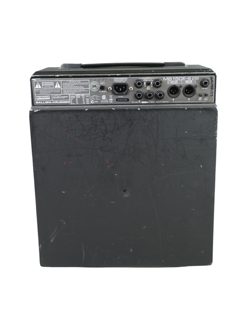 Black Gallien-Krueger MBE-III 1 x 12" bass combo amplifier displayed on a white background.

