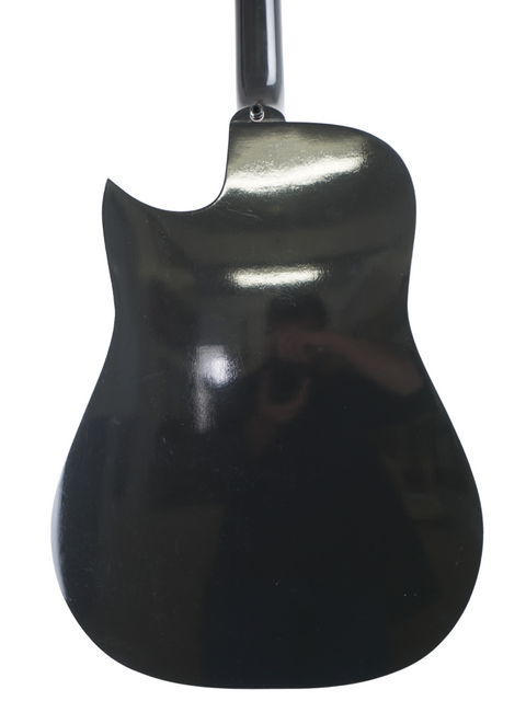 Black Maton Tommy Emmanuel 'Ebony' Signature guitar from 1989, featuring a shiny mirror on the back.