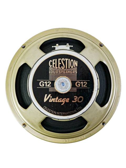 Celestion Vintage 30 guitar speaker on a white background.