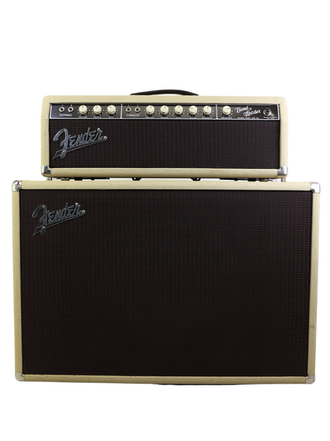 Classic 1961 Fender Bandmaster amp featuring a cream head, ideal for that vintage sound with a Stratocaster.