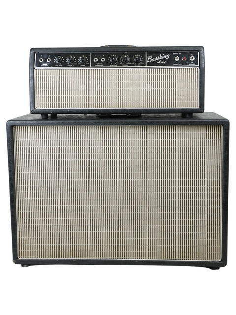 Classic black and white Rex Bassking guitar amp on a white backdrop, showcasing the 1970 BA600 model.