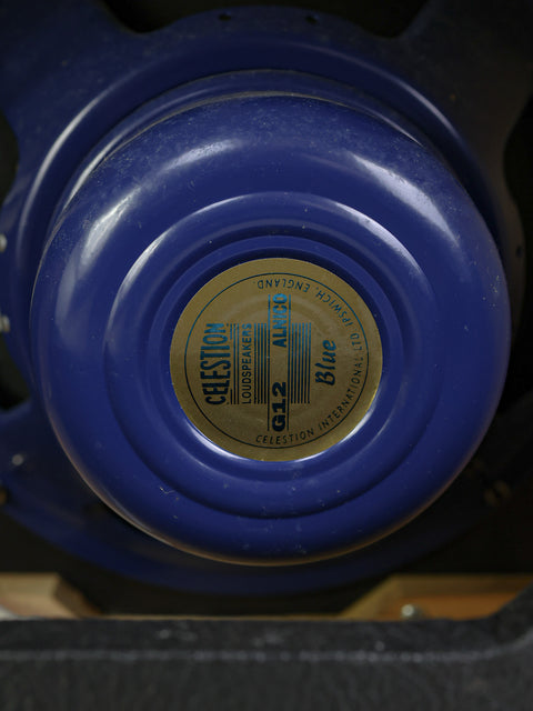 Close-up of Celestion Alnico Blue speaker inside the Bruno Custom Underground 30 cabinet - USA 2013