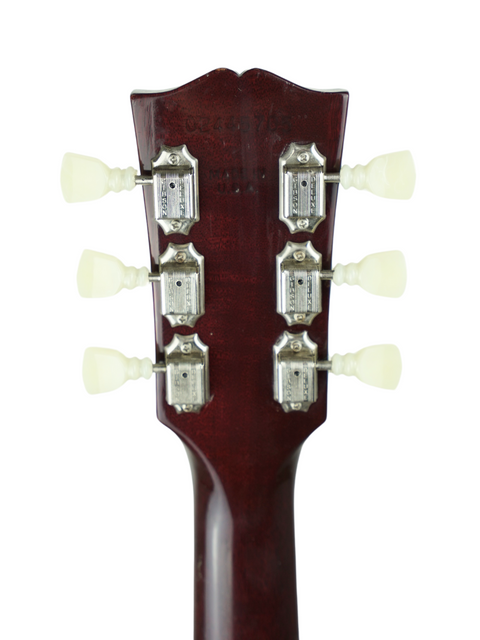 Detailed view of the Gibson Yamano Export ES-335 headstock, highlighting its classic features and premium quality for collectors.