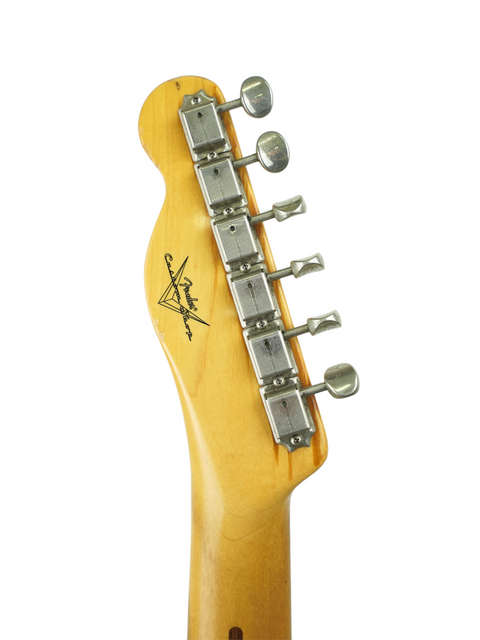 Detailed view of the neck of a 2012 Fender Custom Shop 50's Telecaster NOS, highlighting its smooth finish and frets.