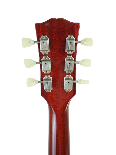 Detailed view of the neck of a Gibson Custom ES-335 Aged '59 Reissue electric guitar, highlighting its elegant design.