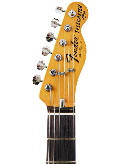 Fender American Standard Stratocaster M-1 displayed with a 2022 Txxx Custom Thinline '72 Partscaster featuring a B5 Bigsby.
