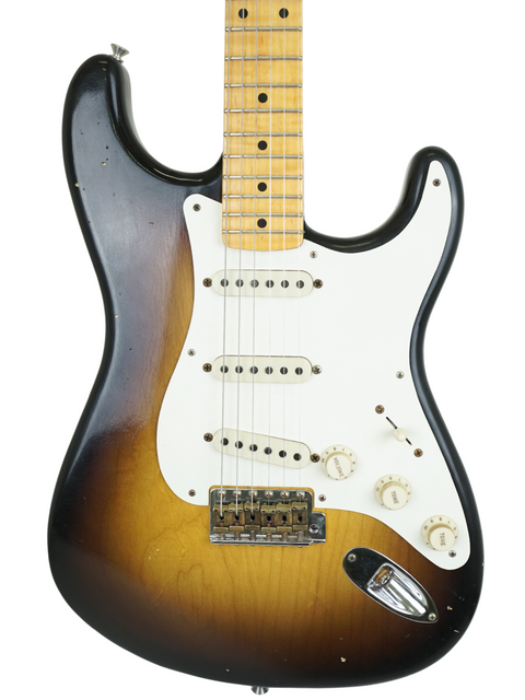 Fender Custom Shop Stratocaster in sunburst finish, featuring Kyle McMillin Masterbuilt '57 Wildwood Spec from 2022.

