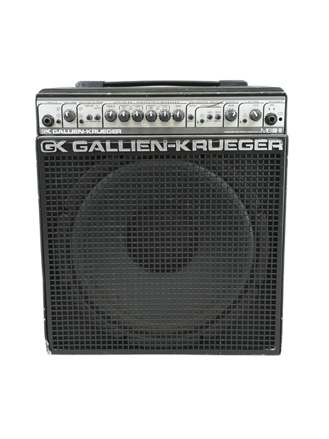 Gallien-Krueger MBE-III 1 x 12" Bass Combo Amplifier displayed, highlighting its compact size and professional quality.
