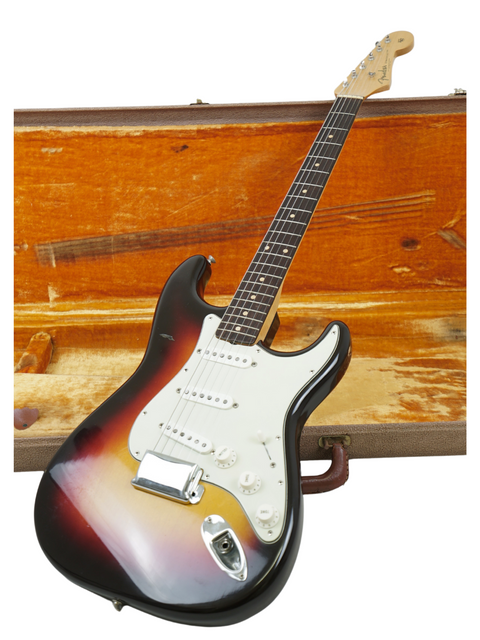 Iconic 1961 Fender Stratocaster electric guitar, a vintage masterpiece known for its exceptional sound and style.