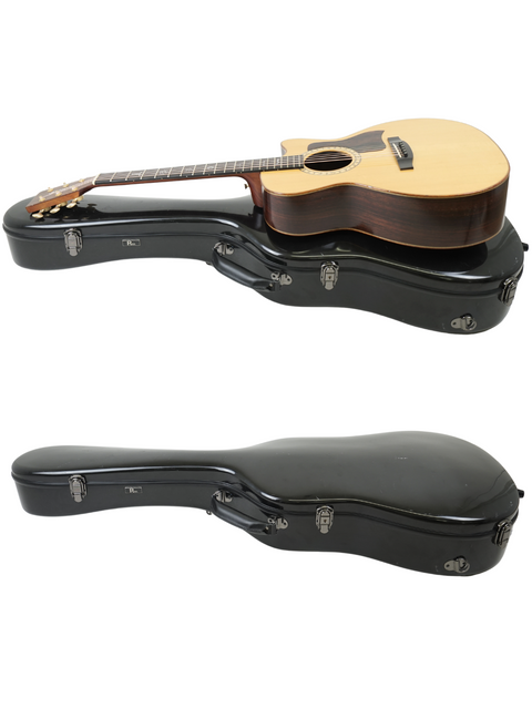 Image features two guitars in different orientations, highlighting the Lakewood M-NC CP New Century II Grand Concert, Germany 2004.