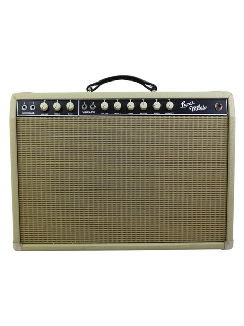 Lucas Miles Custom Deluxe Combo amplifier for Fender Stratocaster, featuring a stylish design, made in Australia, 2016.