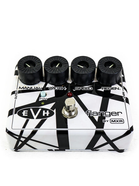 MXR EVH117 Flanger Pedal displayed with the EVH Alienator-T design, highlighting its vibrant colors and distinctive features.