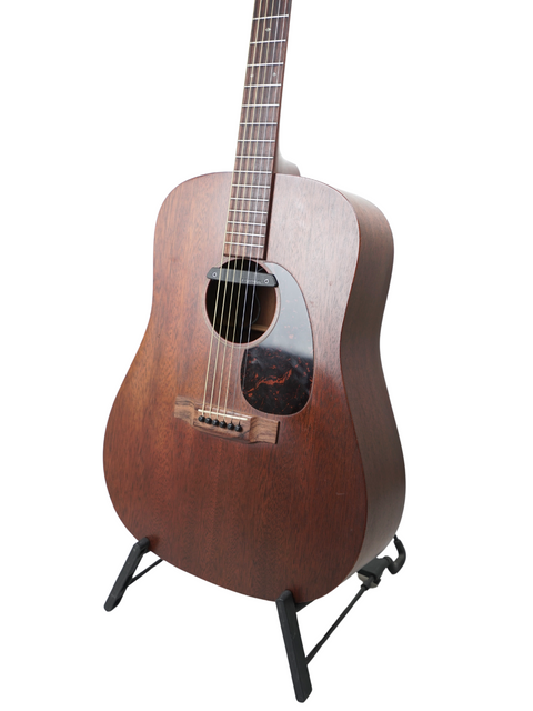 Martin D-28 acoustic guitar from 2014, displaying its iconic shape and rich, resonant sound, made in the USA.