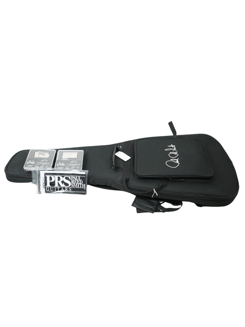 PRS S2 Singlecut Semi-Hollow guitar case with a stylish black strap, highlighting its elegant and protective features.