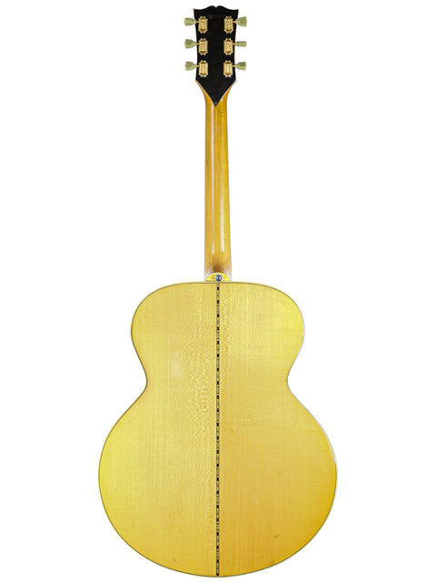 Rear perspective of a vintage Gibson SJ-200 guitar from 1984, featuring a beautifully crafted wooden body.