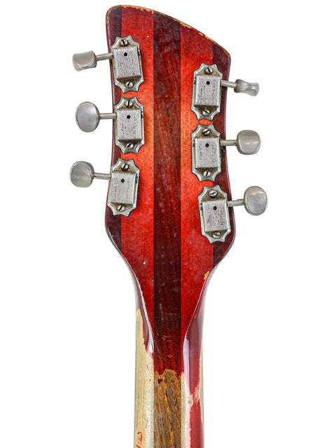 Red Rickenbacker 1998 guitar with a white headstock, a classic piece from the USA, dating back to 1965.