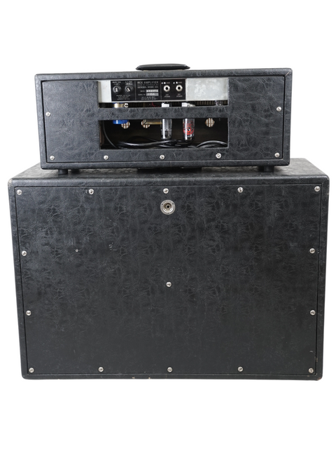 Retro Rex Bassking Head & Cabinet BA600 from 1970, showcasing a black metal amplifier with a solid metal stand.