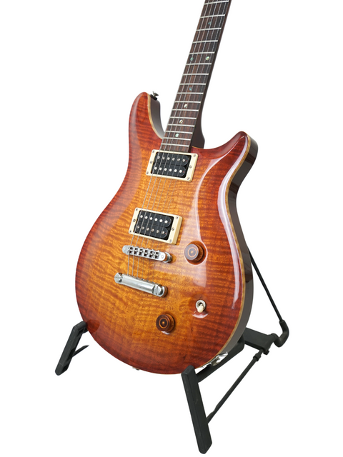 Side profile of Belman Double Cut Grand - Aus 2005, emphasizing its ergonomic double-cutaway body.