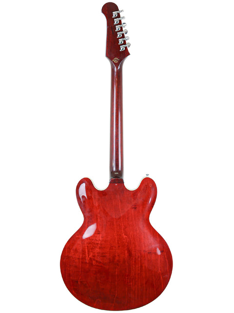 Stunning red guitar with a wooden body and neck, a Gibson Custom Shop Trini Lopez model from the USA, 2009 edition.