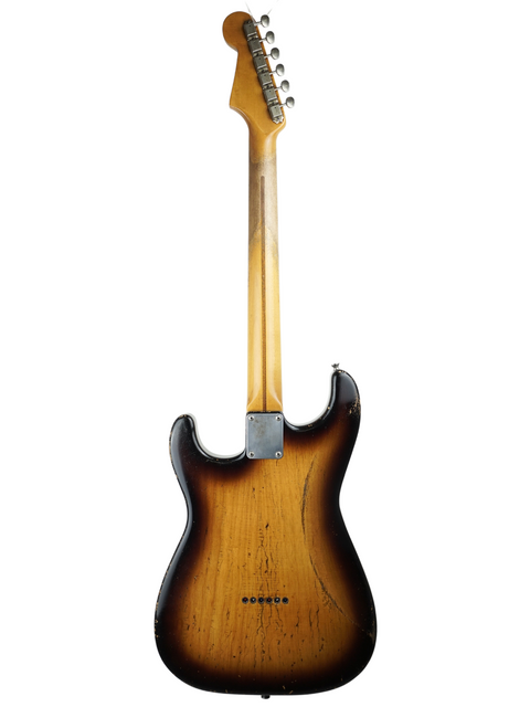 Stunning sunburst Fender Stratocaster with original case, featuring the Nacho Guitars 50s design from Spain, 2024.