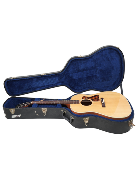Stylish blue guitar case for Gibson J-35, 2013 edition, presented on a white background.