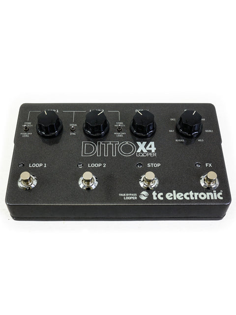The Ditto X4 looper pedal by TC Electronic, designed in Denmark, ideal for guitarists wanting to create layered sounds.