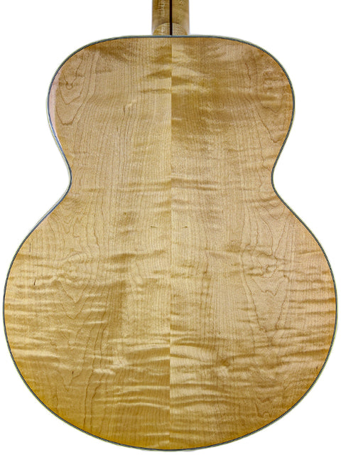 The image displays a 2008 Gibson SJ-150 guitar, highlighting its elegant wooden back and neck, a testament to quality.