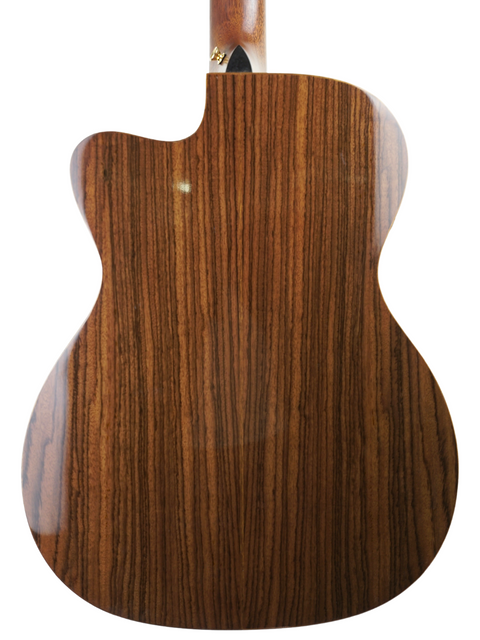 The wooden back of a Martin OMC-PA1 acoustic guitar, highlighting its craftsmanship and design from the USA, 2011.