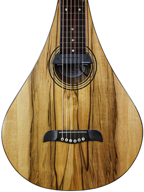 Tim Kill Custom Teardrop guitar featuring a wooden body and black pick guard, crafted in Australia in 2013.