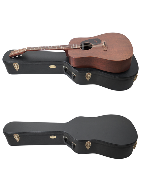 Two guitars in their cases, featuring a 2014 Martin D-15M from the USA, capturing their elegance and craftsmanship.