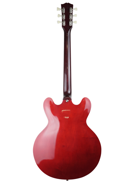 Vibrant red guitar with a stylish black body and neck, designed for musicians who appreciate craftsmanship and performance.