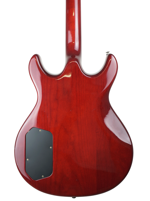 Vintage 1984 Fender Esprit electric guitar in red, complete with a black pickguard, ideal for rock enthusiasts.