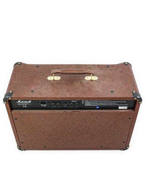 brown Marshall AS50R Acoustic amplifier housed in a leather case, highlighting its classic 2003 design.