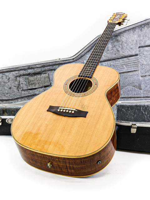 vintage 1997 Matchless Lightning 15 Combo guitar nestled in a case, set against a stark white background for emphasis.