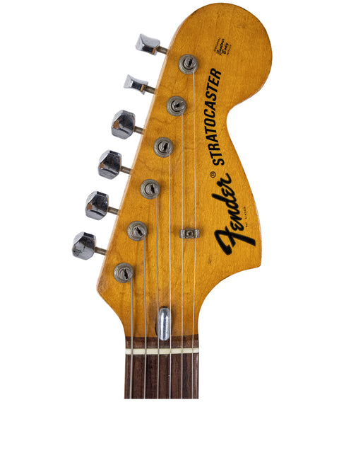 1972 Fender Stratocaster electric guitar, vintage and refinished, now sold, highlighting its timeless appeal.