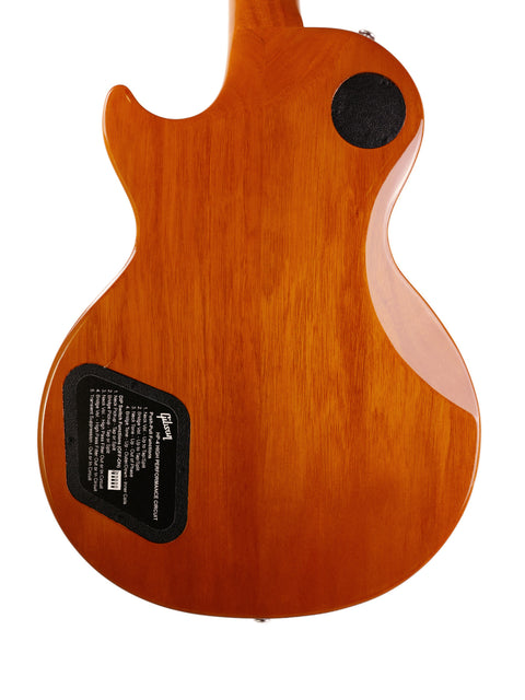 2019 Gibson Les Paul HP guitar showcasing a wooden body and a stylish black headstock, made in the USA.