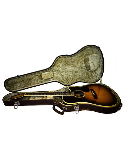 A 1984 Washburn Mirage Deluxe guitar case, featuring a guitar inside, blending nostalgia with musical potential.