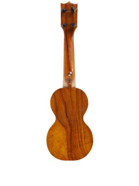 A vintage Royal Style 3 Koa Ukulele from Hawaii, featuring a beautifully crafted wooden body and neck.
