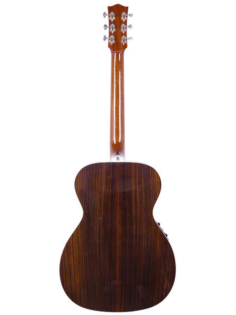 Back view of a Maton Custom Shop Classic acoustic guitar with a beautiful wooden back, crafted in Australia, 2020.
