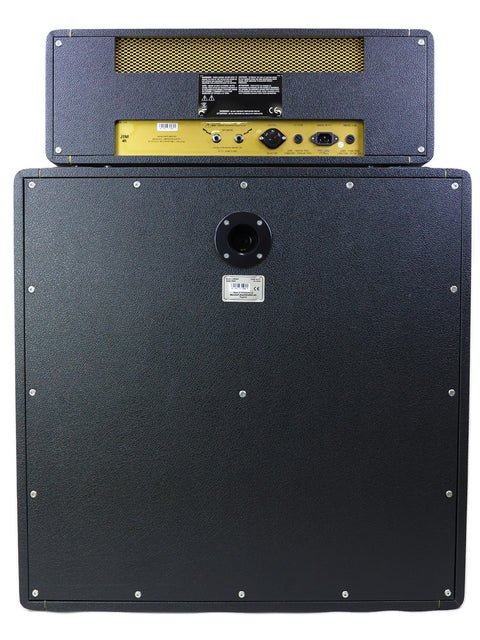 Black Marshall JTM45 amplifier featuring yellow accents and speaker, highlighting its stylish design from the UK, 2017.