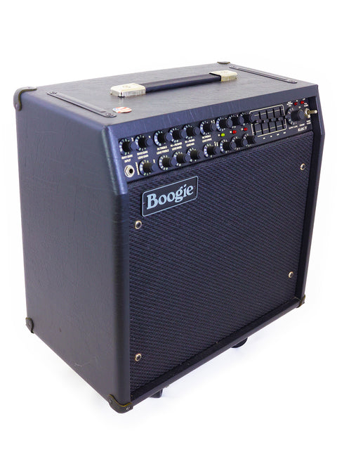 Black Mesa Boogie Mark IV Combo Amplifier displayed atop a white background, highlighting its modern aesthetic and craftsmanship.
