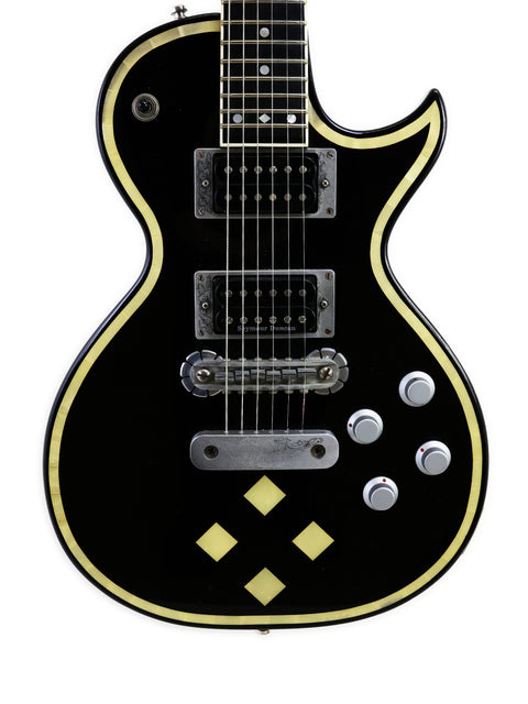 Black electric guitar with striking yellow accents, Greco Zemaitis GZ-2600IF from Japan, 2004. Perfect for musicians and collectors.
